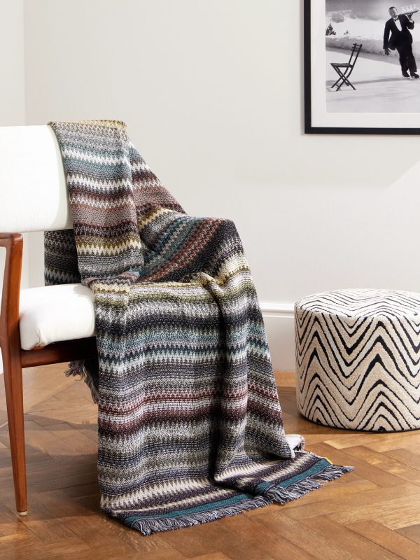 Blur Fringed Jacquard-Knit Wool-Blend Throw - OU