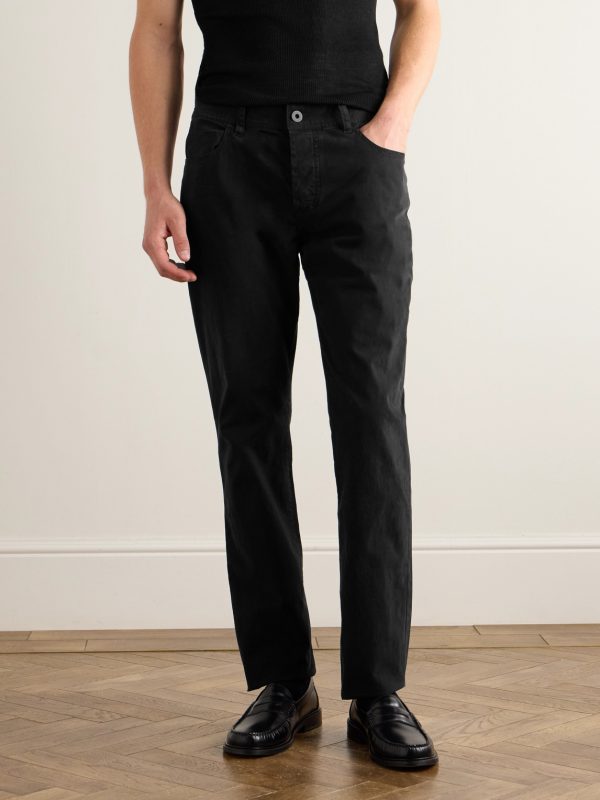 Straight-Leg Brushed Cotton-Blend Twill Trousers - FR Straight-Leg Brushed Cotton-Blend Twill Trousers - FR