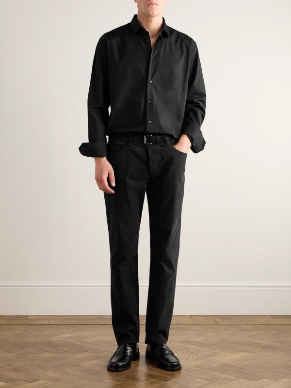 Straight-Leg Brushed Cotton-Blend Twill Trousers - OU Straight-Leg Brushed Cotton-Blend Twill Trousers - OU