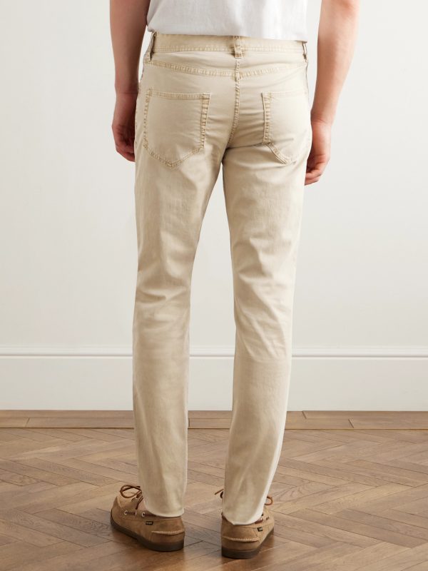 Slim-Fit Straight-Leg Brushed Cotton-Blend Twill Trousers - BK Slim-Fit Straight-Leg Brushed Cotton-Blend Twill Trousers - BK