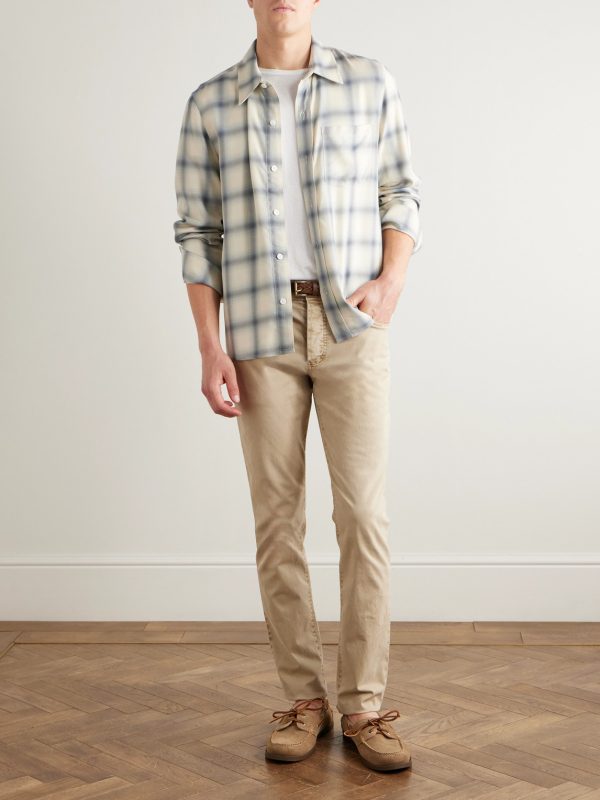 Slim-Fit Straight-Leg Brushed Cotton-Blend Twill Trousers - OU Slim-Fit Straight-Leg Brushed Cotton-Blend Twill Trousers - OU