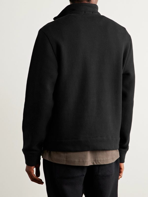 Cozy Cotton-Blend Jersey Half-Zip Sweatshirt - BK