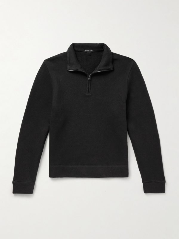 Cozy Cotton-Blend Jersey Half-Zip Sweatshirt