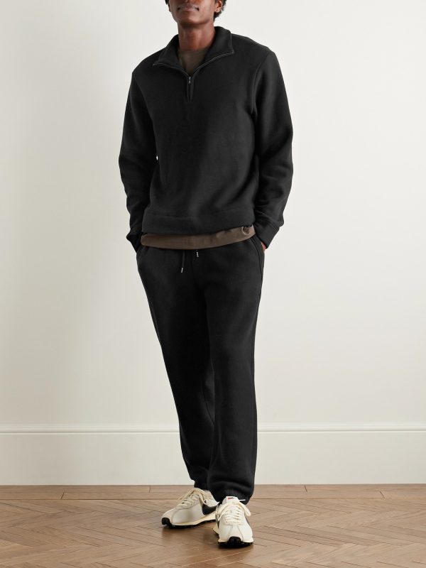 Cozy Cotton-Blend Jersey Half-Zip Sweatshirt - OU