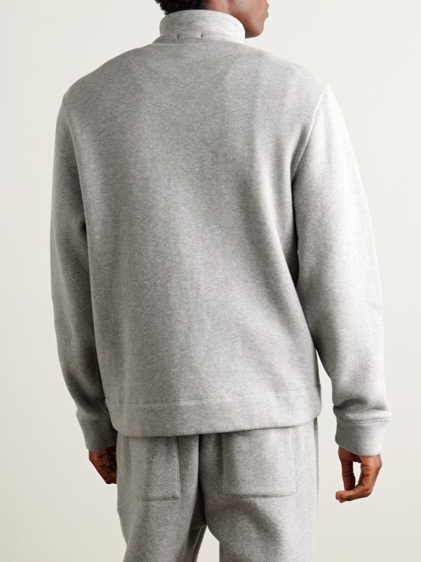 Cozy Cotton-Blend Jersey Half-Zip Sweatshirt - BK Cozy Cotton-Blend Jersey Half-Zip Sweatshirt - BK
