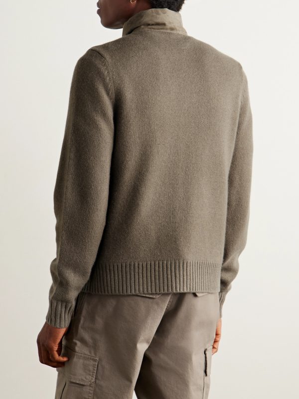Shell-Trimmed Panelled Suede and Recycled-Cashmere Jacket - BK Shell-Trimmed Panelled Suede and Recycled-Cashmere Jacket - BK