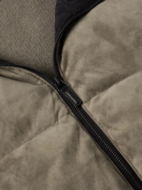 Shell-Trimmed Panelled Suede and Recycled-Cashmere Jacket - CU Shell-Trimmed Panelled Suede and Recycled-Cashmere Jacket - CU