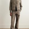 Shell-Trimmed Panelled Suede and Recycled-Cashmere Jacket - OU Shell-Trimmed Panelled Suede and Recycled-Cashmere Jacket - OU