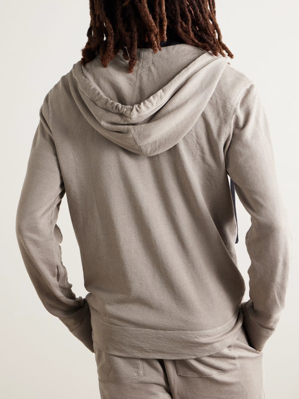 Garment-Dyed Cotton-Jersey Zip-Up Hoodie - BK Garment-Dyed Cotton-Jersey Zip-Up Hoodie - BK