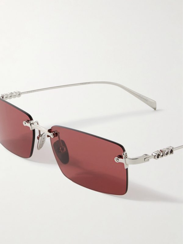 Rimless Rectangular-Frame Silver-Tone Sunglasses - CU