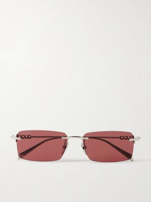 Rimless Rectangular-Frame Silver-Tone Sunglasses Rimless Rectangular-Frame Silver-Tone Sunglasses