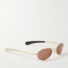 Oval-Frame Gold-Tone Sunglasses - FR