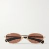 Oval-Frame Gold-Tone Sunglasses