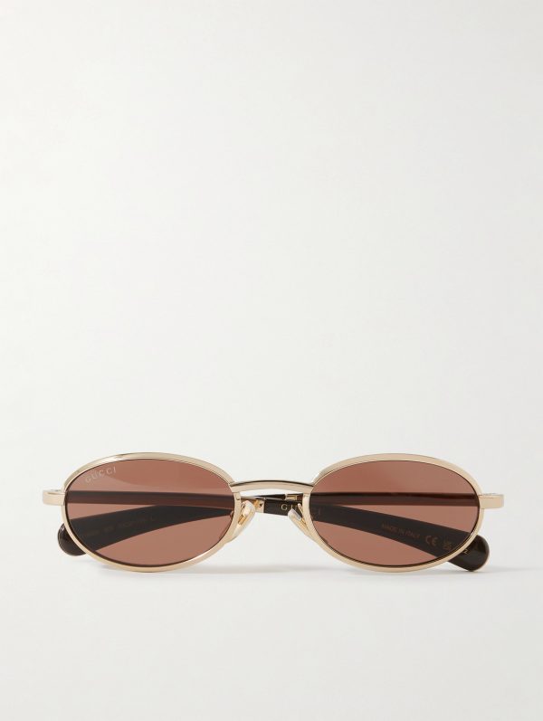 Oval-Frame Gold-Tone Sunglasses