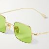 Rimless Rectangular-Frame Gold-Tone Sunglasses - CU Rimless Rectangular-Frame Gold-Tone Sunglasses - CU