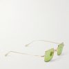 Rimless Rectangular-Frame Gold-Tone Sunglasses - FR Rimless Rectangular-Frame Gold-Tone Sunglasses - FR