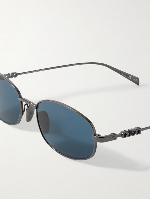 Oval-Frame Gunmetal-Tone Sunglasses - CU