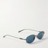 Oval-Frame Gunmetal-Tone Sunglasses - FR