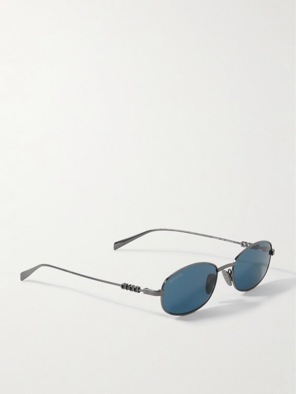 Oval-Frame Gunmetal-Tone Sunglasses - FR