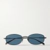 Oval-Frame Gunmetal-Tone Sunglasses