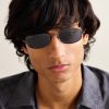 Oval-Frame Gunmetal-Tone Sunglasses - OU