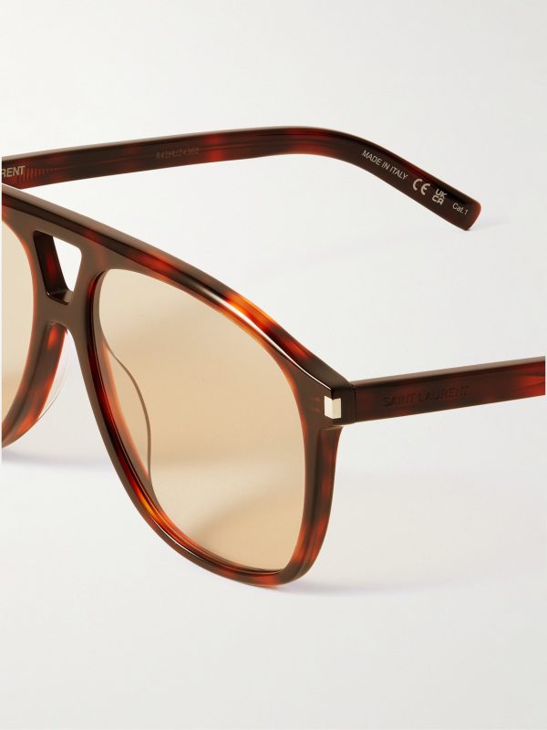 Aviator-Style Tortoiseshell Acetate Sunglasses - CU