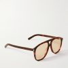 Aviator-Style Tortoiseshell Acetate Sunglasses - FR