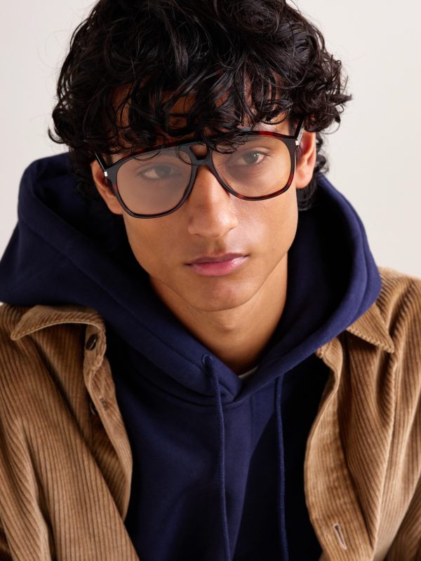 Aviator-Style Tortoiseshell Acetate Sunglasses - OU