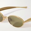 Sardine Oval-Frame Gold-Tone Sunglasses - CU Sardine Oval-Frame Gold-Tone Sunglasses - CU