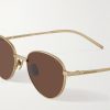 Panthos Round-Frame Gold-Tone Brushed-Titanium Sunglasses - CU Panthos Round-Frame Gold-Tone Brushed-Titanium Sunglasses - CU