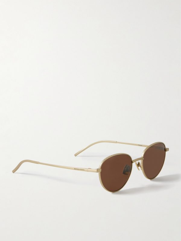 Panthos Round-Frame Gold-Tone Brushed-Titanium Sunglasses - FR Panthos Round-Frame Gold-Tone Brushed-Titanium Sunglasses - FR