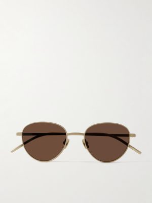Panthos Round-Frame Gold-Tone Brushed-Titanium Sunglasses Panthos Round-Frame Gold-Tone Brushed-Titanium Sunglasses
