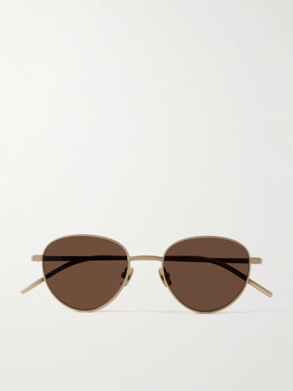 Panthos Round-Frame Gold-Tone Brushed-Titanium Sunglasses Panthos Round-Frame Gold-Tone Brushed-Titanium Sunglasses