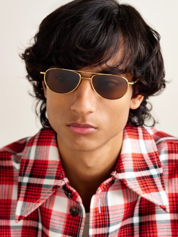 Aviator-Style Gold-Tone Sunglasses - OU
