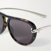 Aviator-Style Tortoiseshell Acetate and Silver-Tone Sunglasses - CU Aviator-Style Tortoiseshell Acetate and Silver-Tone Sunglasses - CU