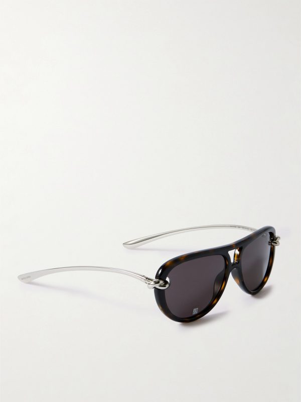 Aviator-Style Tortoiseshell Acetate and Silver-Tone Sunglasses - FR Aviator-Style Tortoiseshell Acetate and Silver-Tone Sunglasses - FR