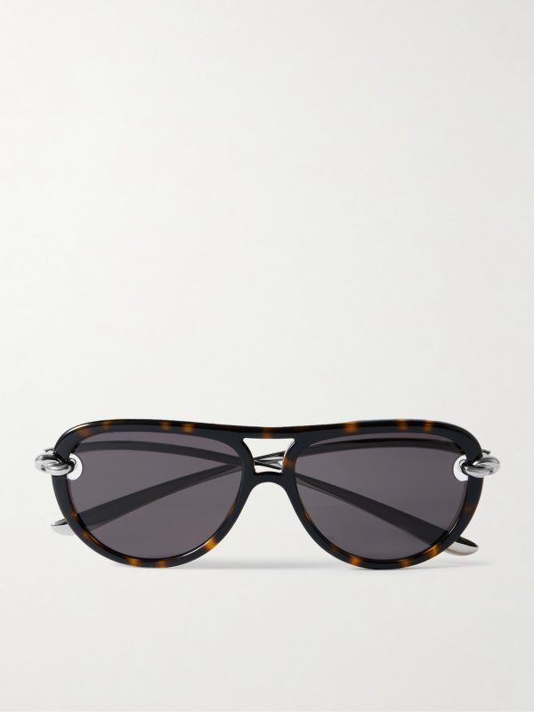Aviator-Style Tortoiseshell Acetate and Silver-Tone Sunglasses Aviator-Style Tortoiseshell Acetate and Silver-Tone Sunglasses