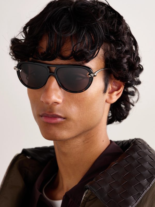 Aviator-Style Tortoiseshell Acetate and Silver-Tone Sunglasses - OU Aviator-Style Tortoiseshell Acetate and Silver-Tone Sunglasses - OU