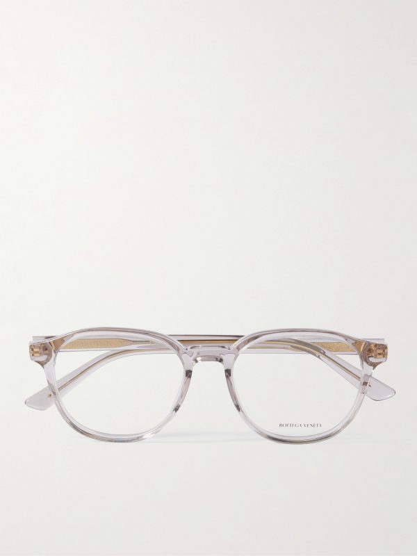 Round-Frame Recycled-Acetate and Gold-Tone Optical Glasses