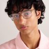 Round-Frame Recycled-Acetate and Gold-Tone Optical Glasses - OU