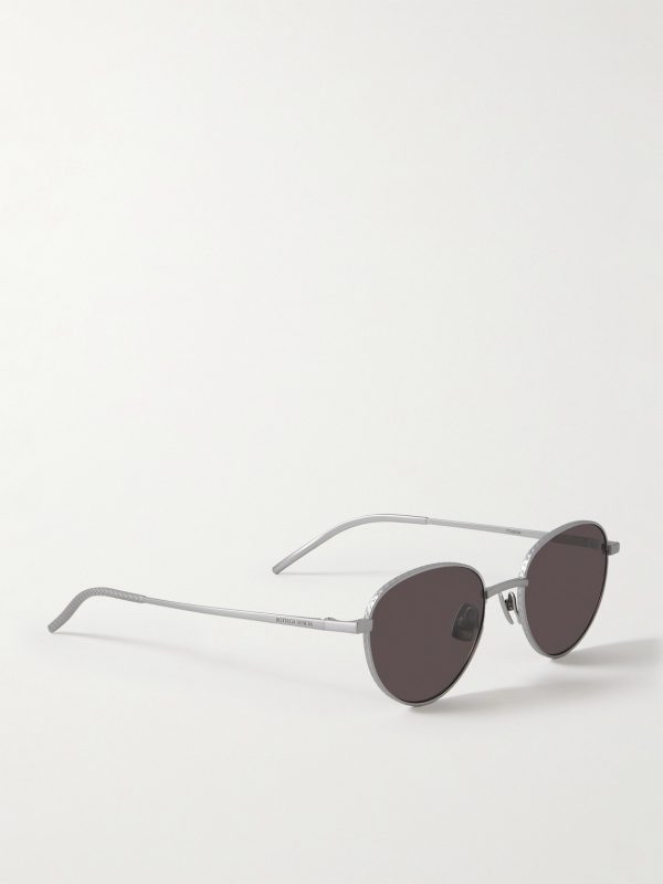 Panthos Round-Frame Brushed-Titanium Sunglasses - FR Panthos Round-Frame Brushed-Titanium Sunglasses - FR