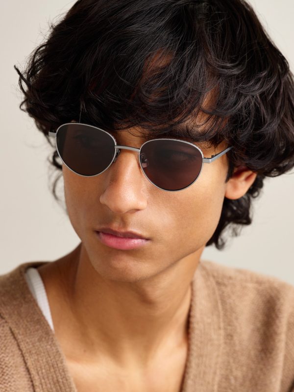 Panthos Round-Frame Brushed-Titanium Sunglasses - OU Panthos Round-Frame Brushed-Titanium Sunglasses - OU