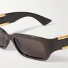 Rectangle-Frame Acetate and Gold-Tone Sunglasses - CU