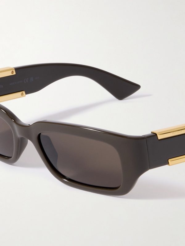 Rectangle-Frame Acetate and Gold-Tone Sunglasses - CU