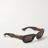Rectangle-Frame Acetate and Gold-Tone Sunglasses - FR