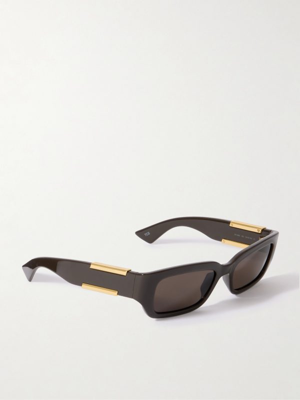 Rectangle-Frame Acetate and Gold-Tone Sunglasses - FR