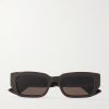Rectangle-Frame Acetate and Gold-Tone Sunglasses
