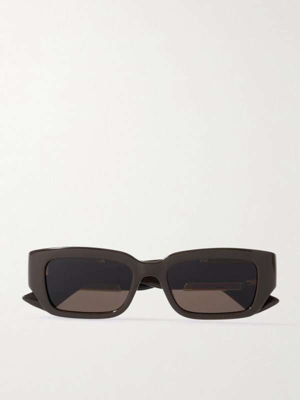 Rectangle-Frame Acetate and Gold-Tone Sunglasses