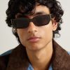 Rectangle-Frame Acetate and Gold-Tone Sunglasses - OU