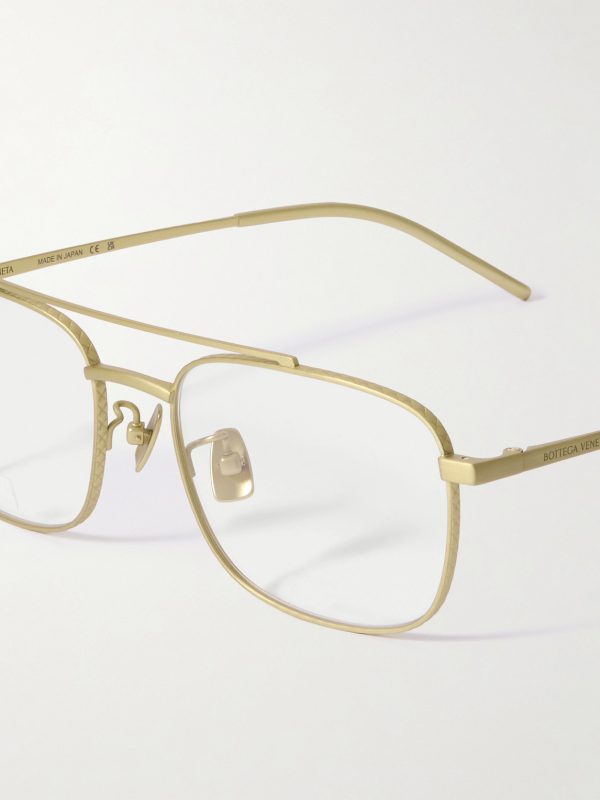 Aviator-Style Gold-Tone Titanium Optical Glasses - CU
